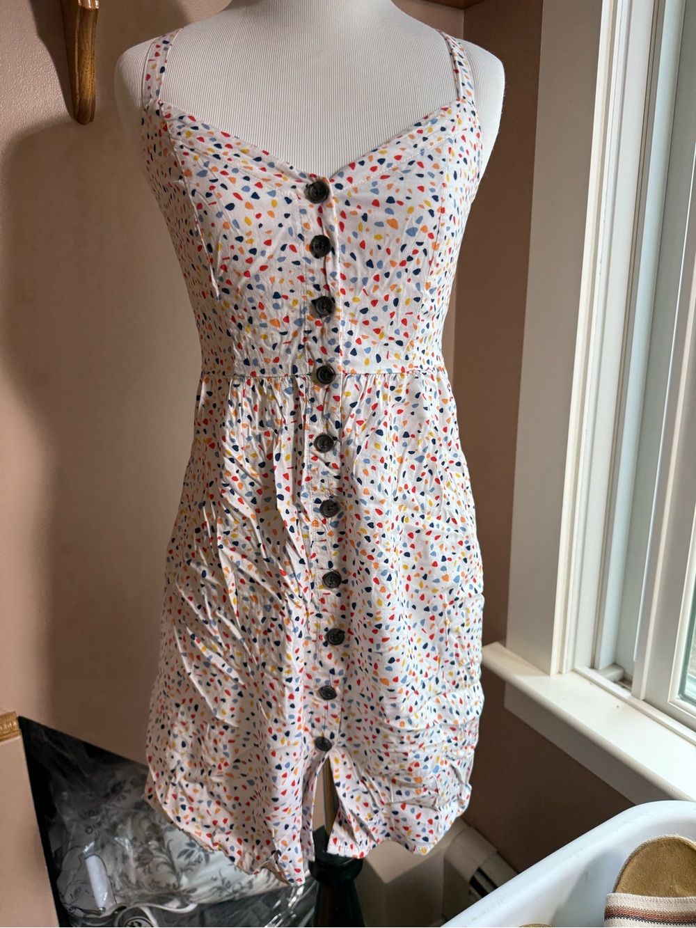 Banana Republic White Mini Dress with Multicolor Confetti Print